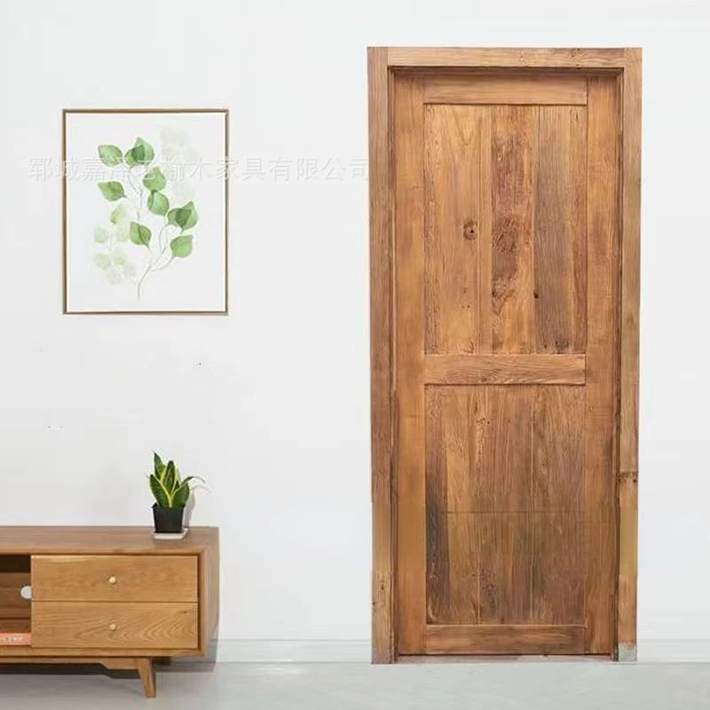 Old Elm Solid Wood Door Household Arch-Made Soundproof Entry Door Anti-Theft Door Renovation Double Door