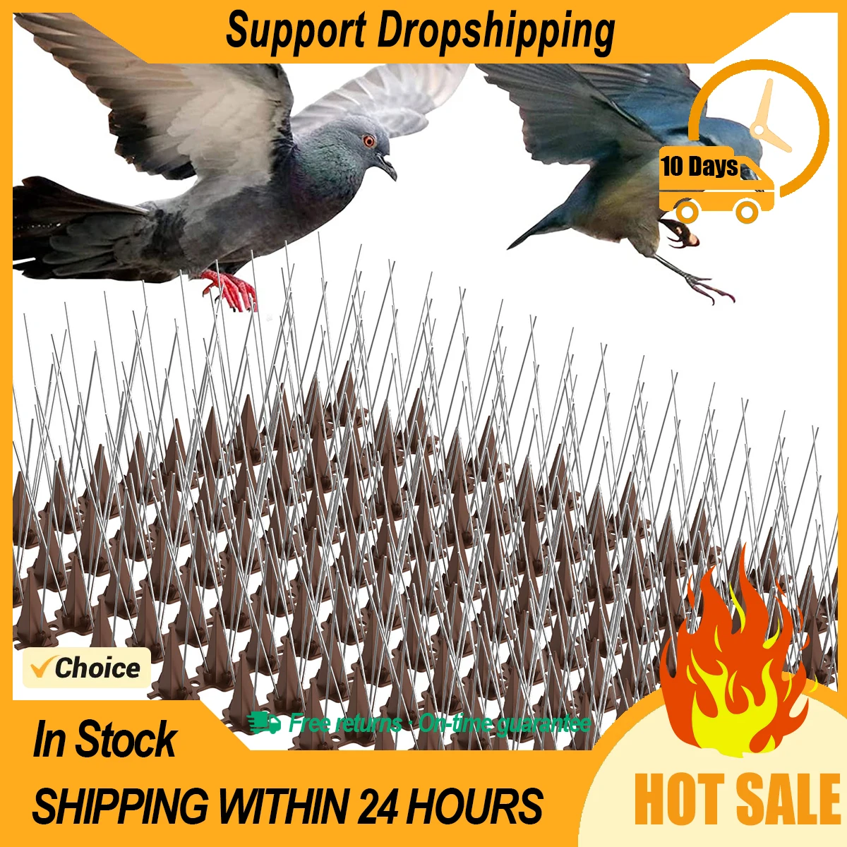 10Set Anti Bird 13pcs Pikes Strip Stainless Steel Repeller Bird Pigeon Spike Reperrent Bird Scer Repeller for Fence Roof Tools