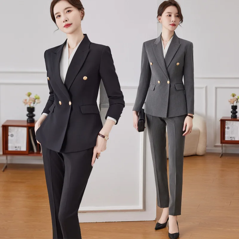 

Black Suit Jacket Women's Spring and Autumn High-End Business Clothing Civil Servant Interview Work Clothes Suit Suit High-End S