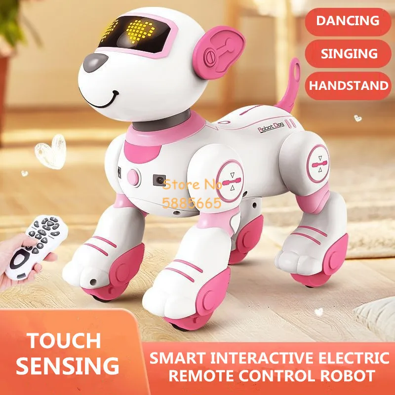 Chien robot télécommandé à détection tactile intelligente, jouet électronique pour animal de compagnie, mode de suivi, Handstand Stunt Dance, programme $ Sing, RC