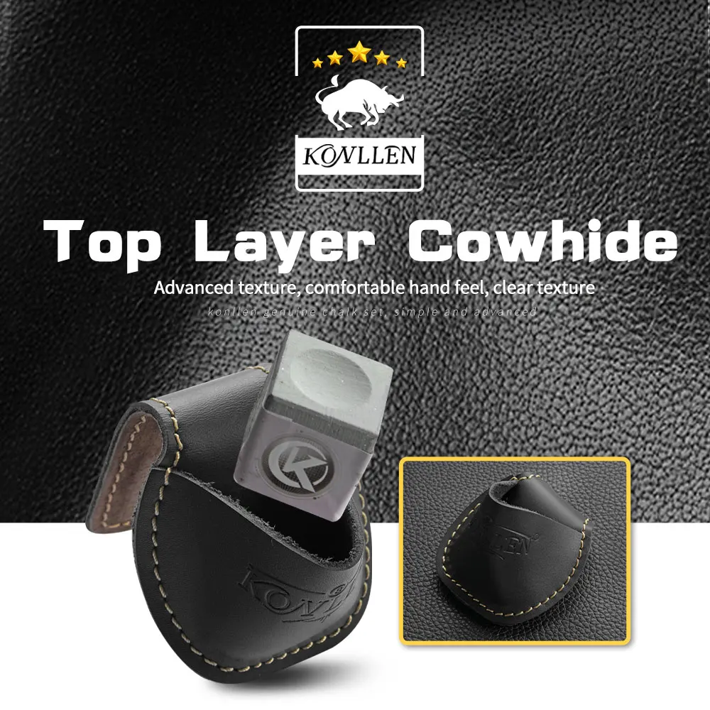 

KONLLEN-Professional Billiards Chalk Holder, Bag Clip, Paunch Pocket, Leather, Snooker Pool Carom, Accessories