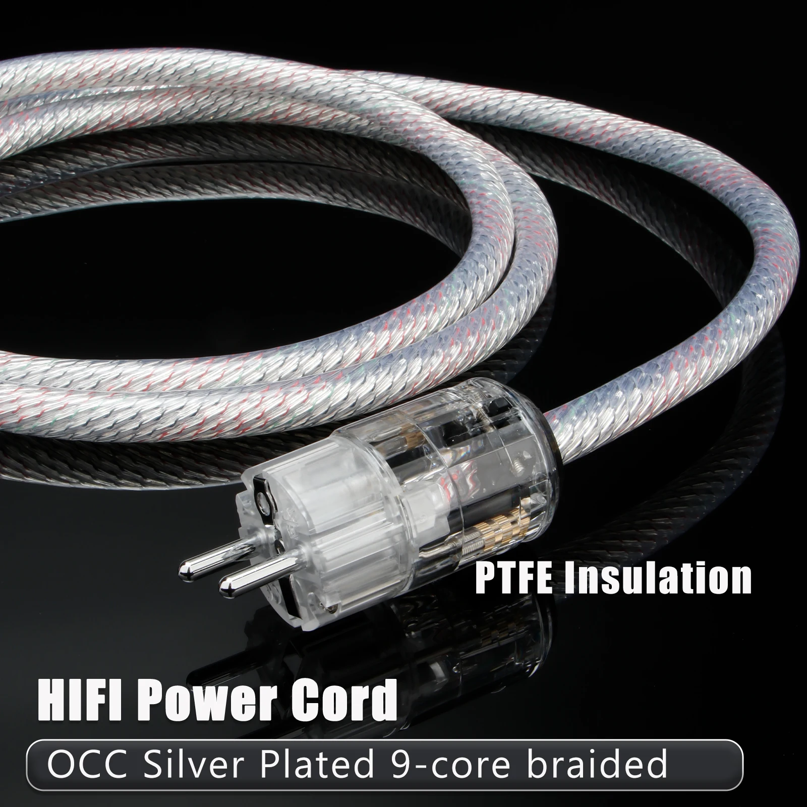 Hifi Power Cable 7N OCC Copper Audiophile EU/US/AU Power Plug IEC320 C15 Female Power Connectorfor Amplifier audio