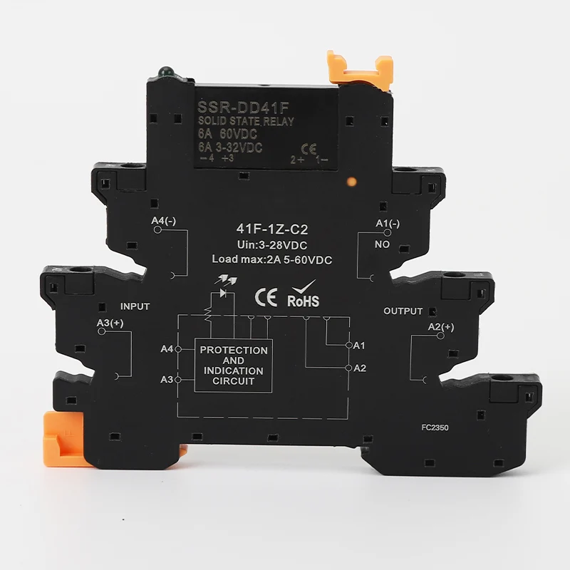 DC control AC slim interface solid state relay module din ssr slim ...