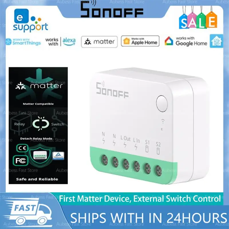 SONOFF MINIR4M MINI Extreme Wi-Fi Smart Switch ESP32 Chip Detach Relay Matter Compatible EWeLink Voice Control Via Alexa Google