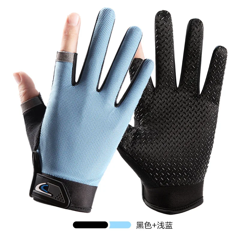 Anti-Slip Breathable Fishing Gloves Two Finger Cut Durable Outdoor Sport Fishing Cycling Gloves Pesca Fitness Carp Mitten