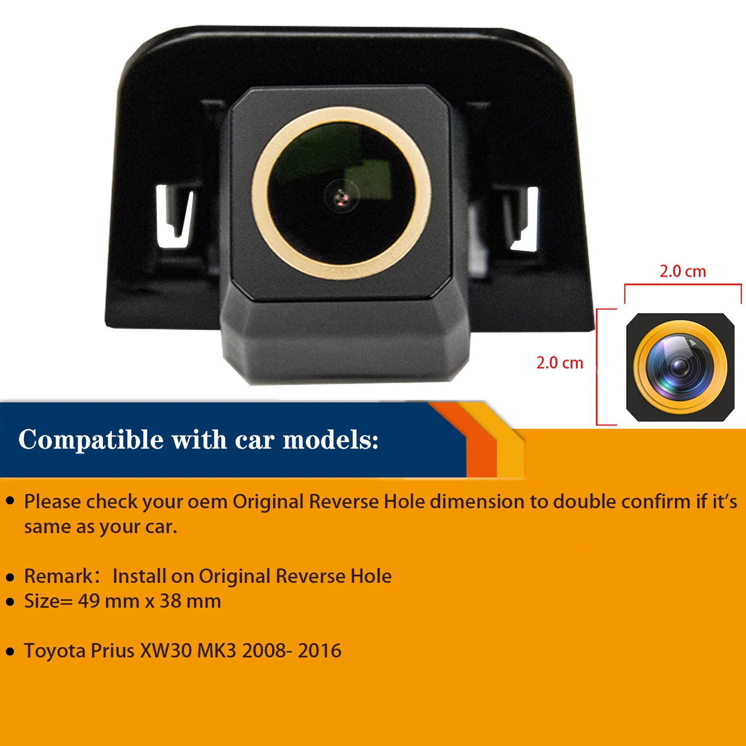 HD 1280* 720p Rear View Night vision Camera for Toyota Prius XW30 MK3 2009-2015 , Original Camera Hole Reversing Backup Camera