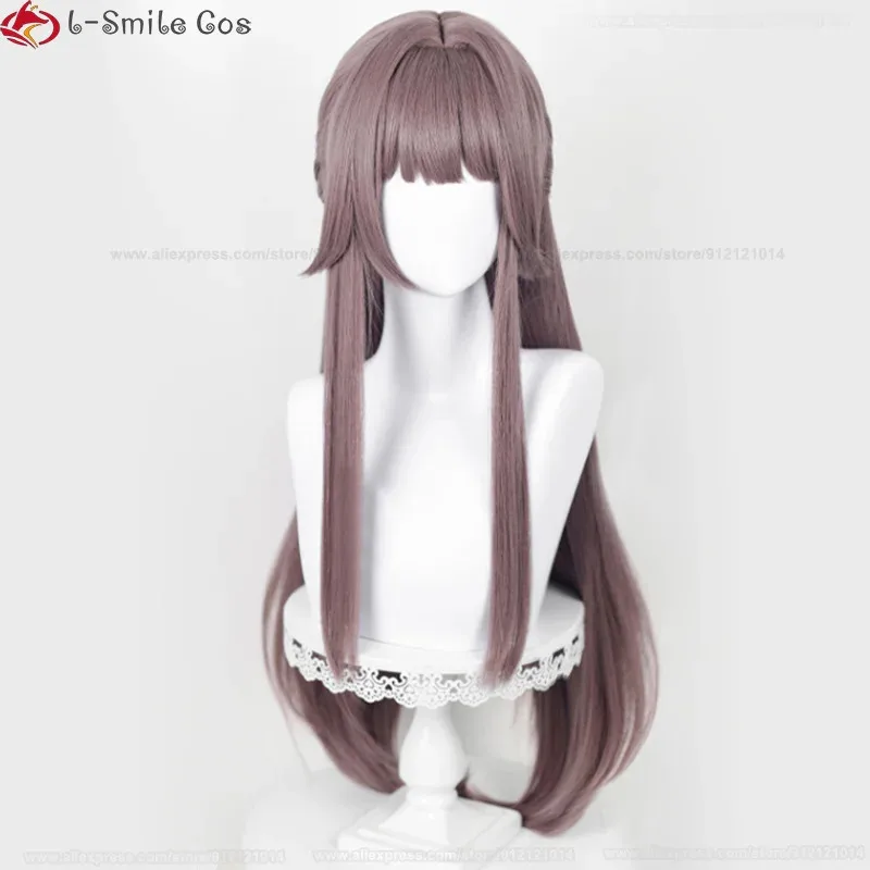 2025 alta calidad 88 cm carril largo Herta peluca juego gris púrpura Anime Cosplay pelucas collar pelo resistente al calor Porps