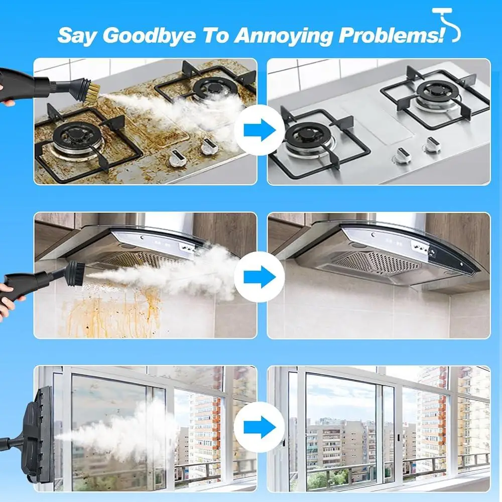 Handheld Steam Cleaner High-Temperature Portable Steamer Multi-Purpose Home Auto Detailing Includes Accessories Rapid Heating