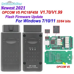 New 2021 200603a OPCOM V5 PIC18F458 OP COM 1.70 Support Flash Firmware Update OP-COM CAN BUS OBD2 Car Diagnostic Tool For Opel