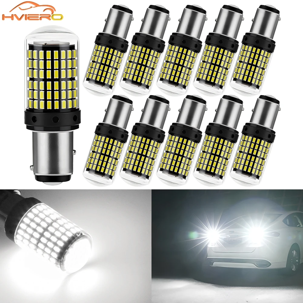 10PCS Auto Turn Tail Bulbs 1156 1157 Type 144SMD Car Reverse Signal Brake Parking Lamp Ultra Bright Drl Daytime Running Lights