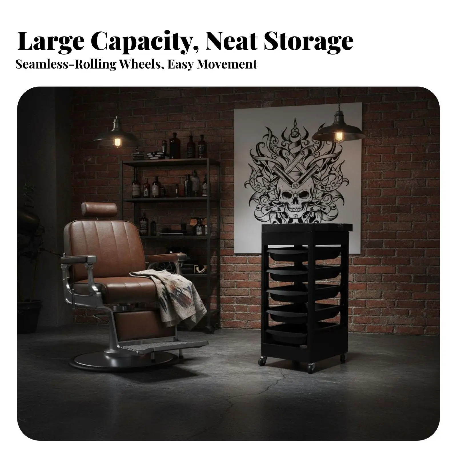 Beauty Trolley with Wheels Includes Dye Bowl Hairstylist Tool Organizer Cart