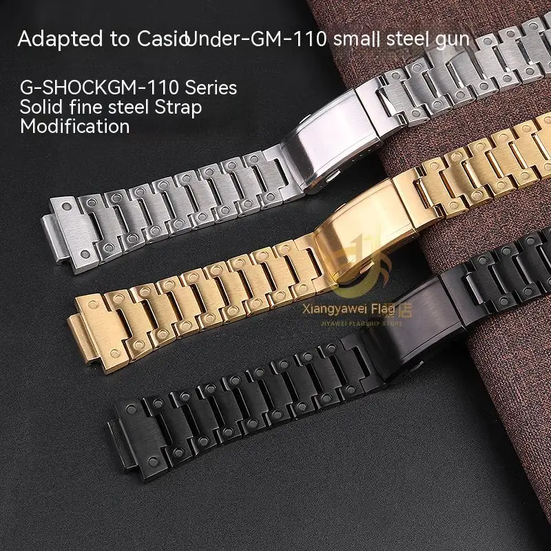 Modified Bezel gm110 For Casio GM 110 Bracelet G-Shock GM-110 Stainless Steel Watch Chain Black Golden and Silver Accessories