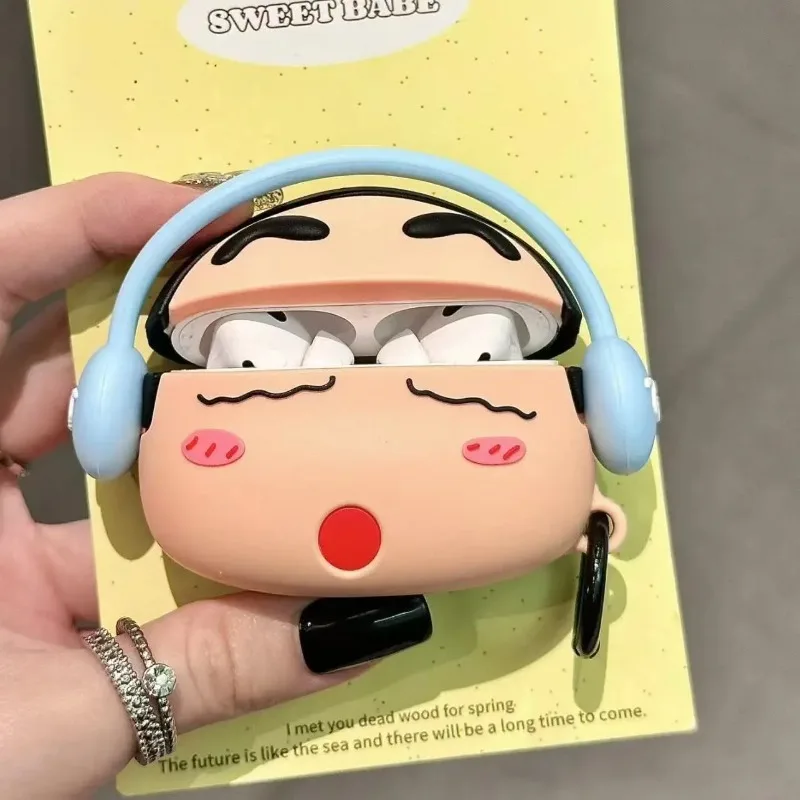 Crayon ShinChans Case for Apple AirPods 1 2 3 Airpod Pro3D Key Chain Wireless Earphone Bluetooth Headset Silicone Cover view 2