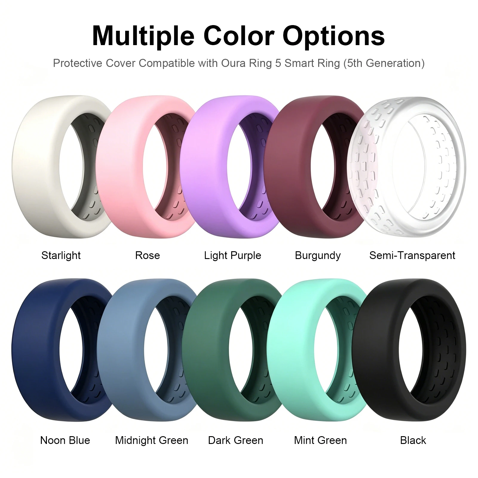 Silicone Ring Protector Fit for Smart Ring 5 Anti-Scratch Soft Silicone Case Protection Skin Cover for Men Women Working Out Gym