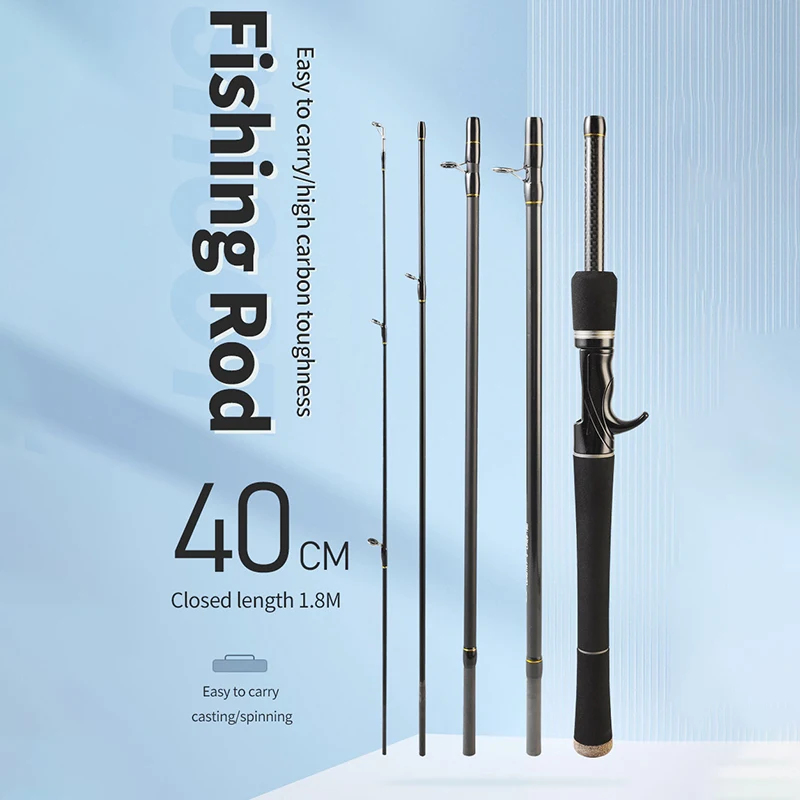 Spinning Casting Carbon ML Fishing Rod 5-6 Sections 1.8m/2.1m/2.4m Portable Travel Lure Rod Spinning Fishing Rods Fishing Tackle