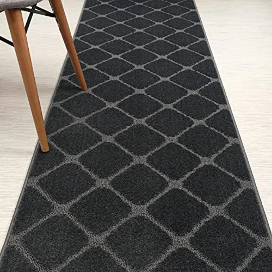 Custom Length Hallway Carpet Runner Rug, Slip Resistant, 26 Inch Wide X Your Choice of Length, Squares, 26 Inch X 15 Feet, Sold