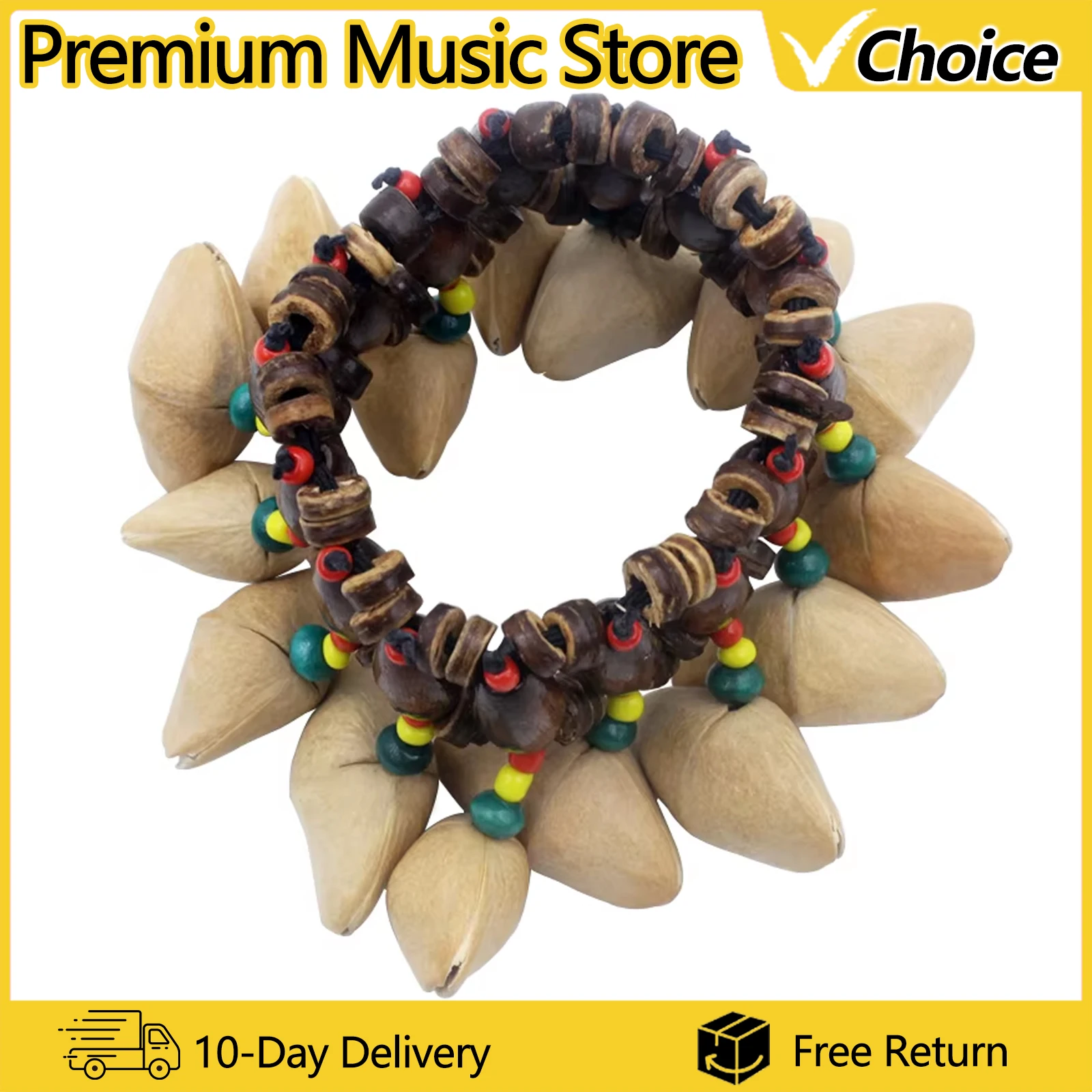 Musical Instrument Congo - Pulseira de casca de noz feita