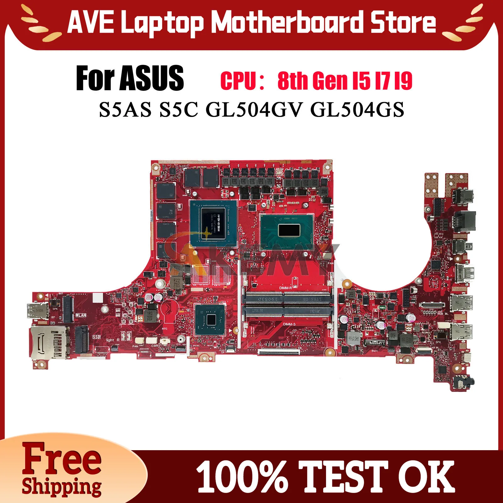 GL504GV Laptop Motherboard For ASUS ROG Strix GL504GV GL504GW GL504G S5AS GL504GM S5C GL504GS Mainboard With I5 I7 I9 CPU fast