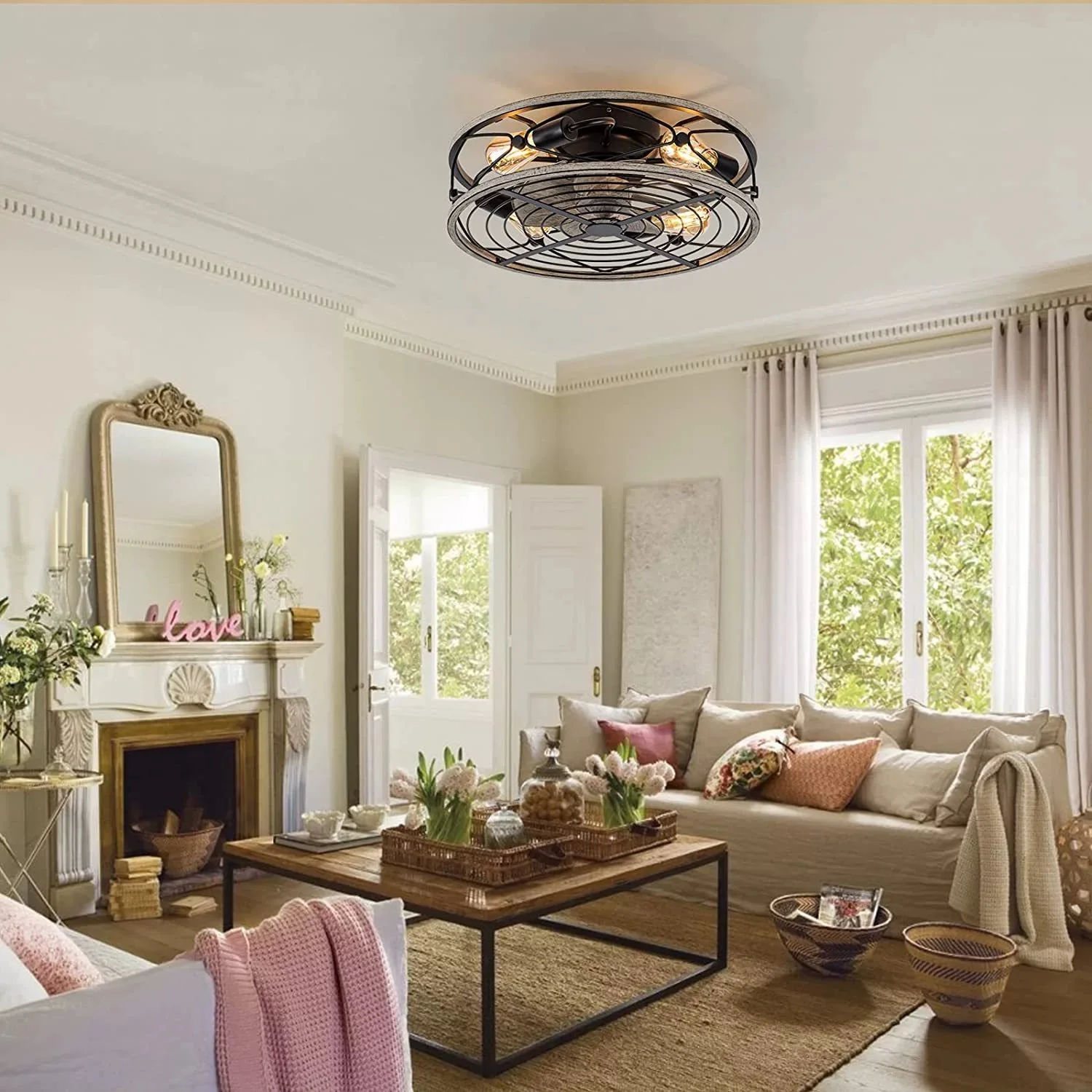 Smart Ceiling Fan Fans With Lights Remote Control Bedroom Decor Ventilator Lamp 50cm 20inch Air Invisible Blades 220V Voltage view 2