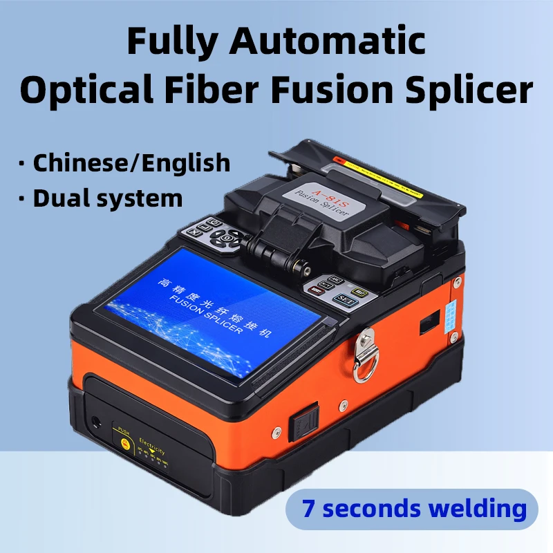 

FTTH Fully Automatic Optical Fiber Fusion Splicer, China Splicing Machine, 7S Splicing A-81S, 5 Inches, LCD, 3 in 1 Clamp