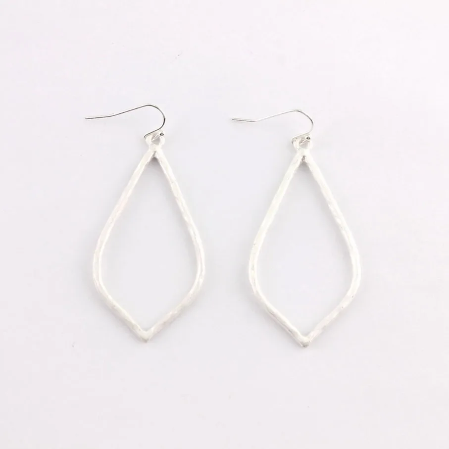 1 Pairs Hammered Teardrop Frame Dangle Drop Earrings for Women Fashion Jewelry Gift