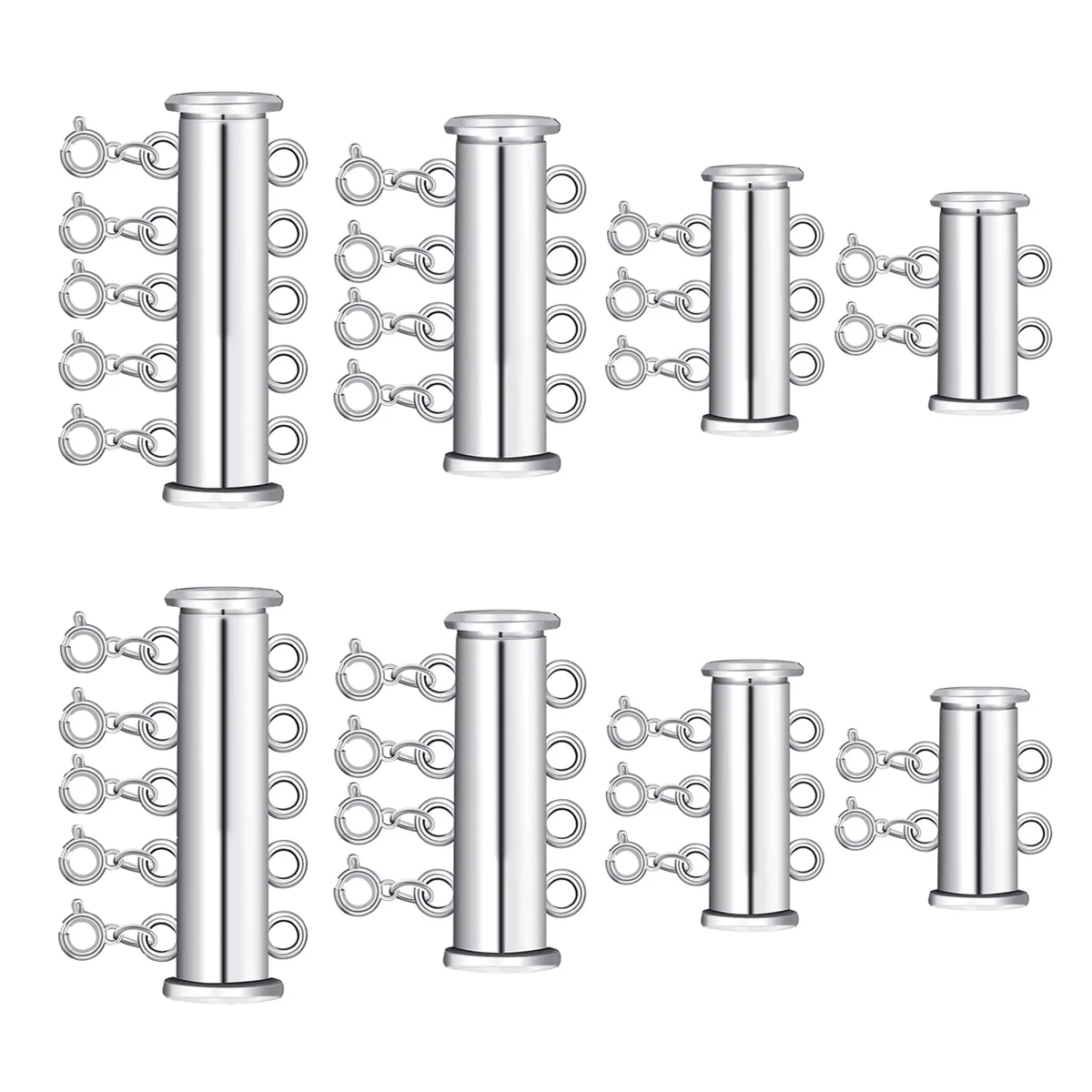 8 Pcs Pearl Buckle Crimp Beads Jewelry Kit Necklace Gold Jump Rings Layered Slide Clasp Lock Connector Multi Strands Tube