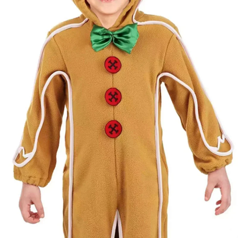 QQ8 Christmas Gingerbread Man Cosplay Costumes Bodysuit Kids Jumpsuit Children Decoration Children's Birthday Party Dress Up5Lk￥