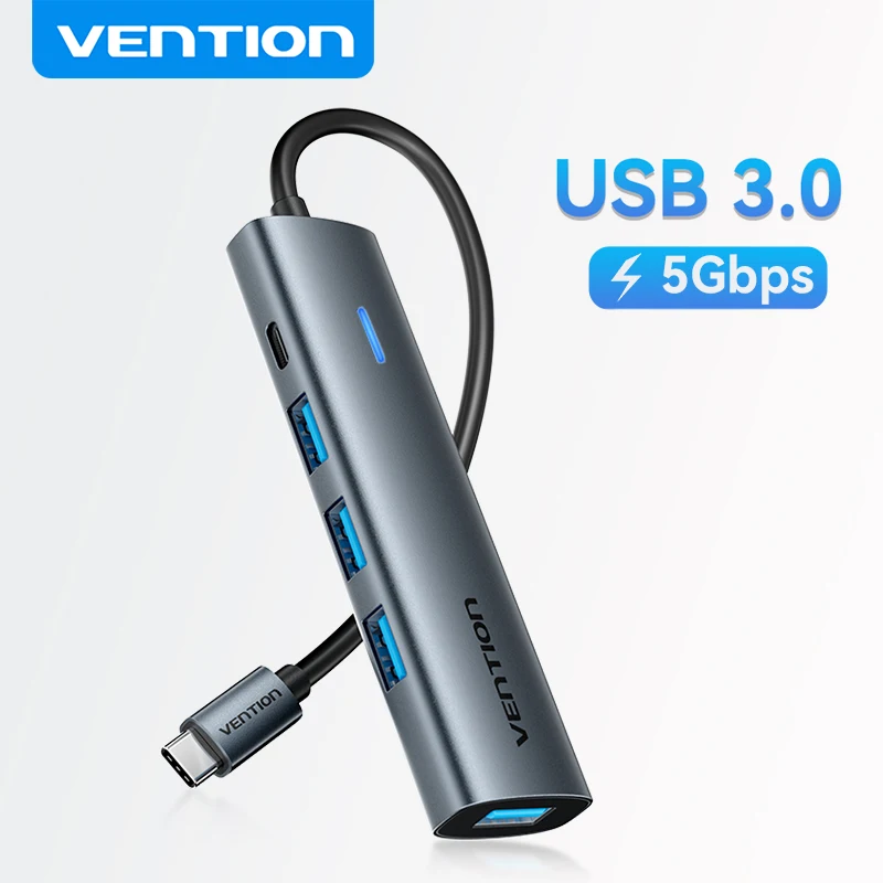 Vention USB C HUB High Speed 4 Ports Type C to USB A 3.0 HUB Splitter Adapter for MacBook Pro iPad iPhone Samsung Lenovo Laptop