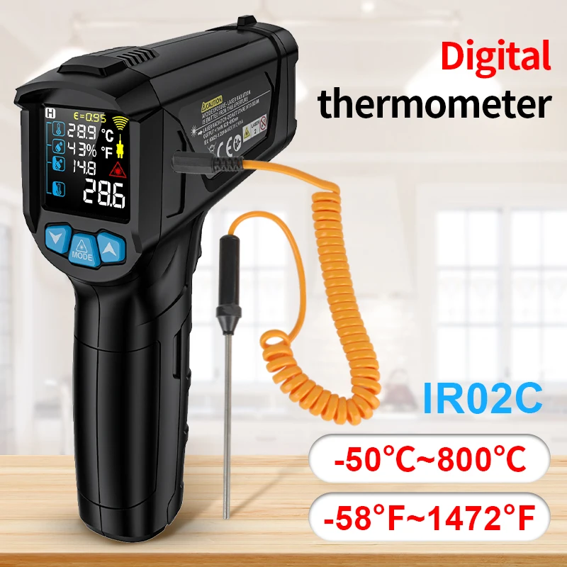 Infrared Thermometer 400/800°C Digital Precision Double Laser Temperature Meter Non-contact Pyrometer t600a Cooking Heat Meter