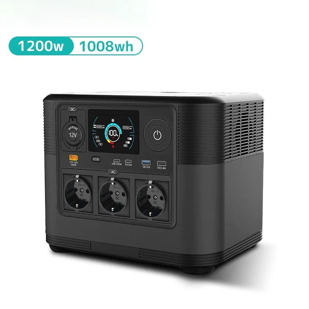 DEMUDA 1200W Tragbare Powerstation 1008Wh Solargenerator Notstromversorgung für Camping Wohnmobil Zuhause Outdoor Off-Grid ﻿