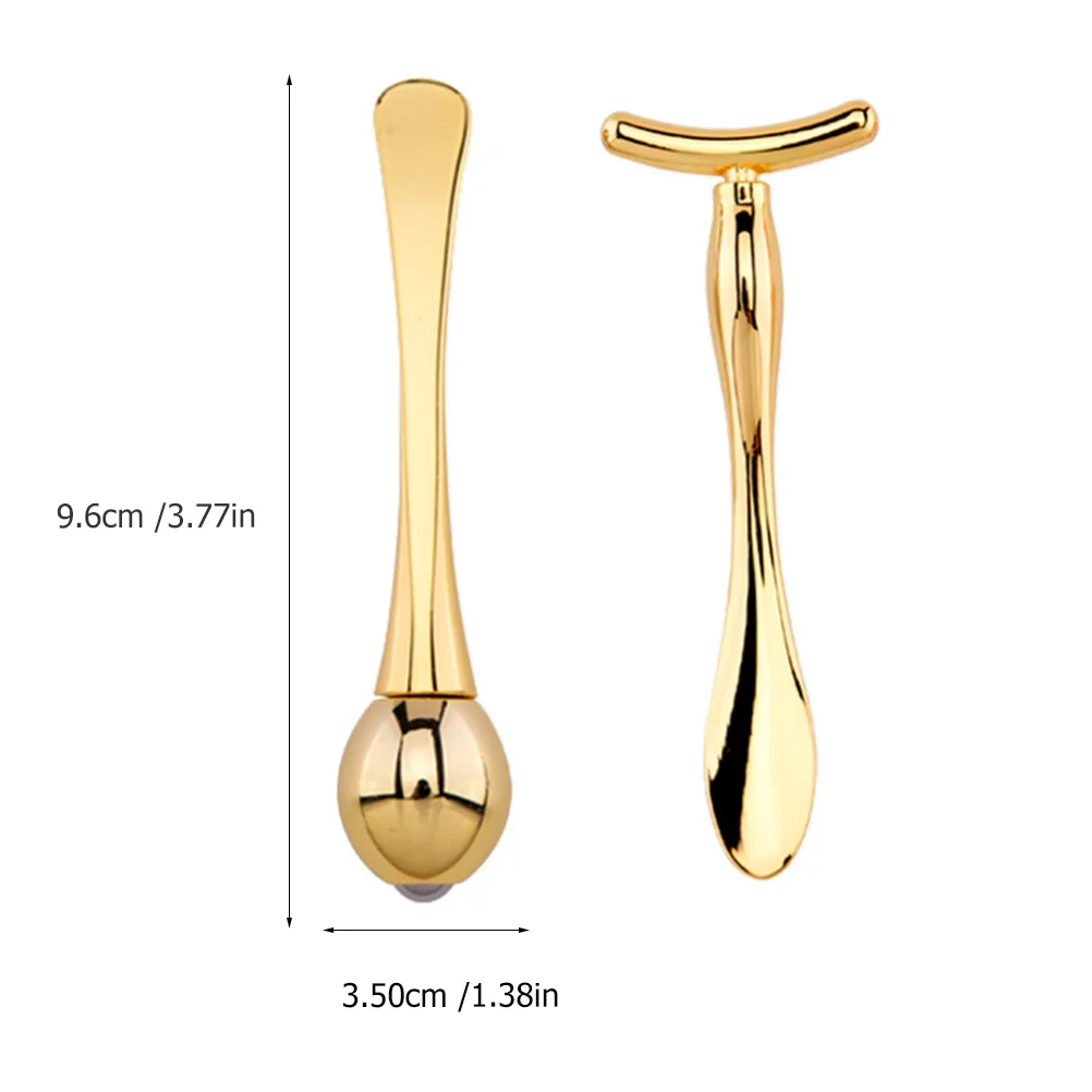 1 set 1 set dubbelvormig gezichtsmasker lepel oogmassage stok voor gezicht huidverzorging draagbare schoonheid scoop glad metalen gereedschap