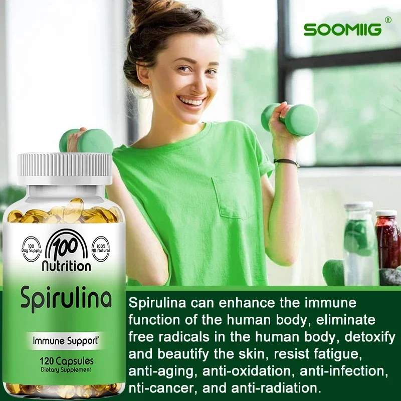 Spirulina Softgels Alghe superalimentate biologiche - Supporta la salute cardiovascolare e del sistema immunitario, potente antiossidante