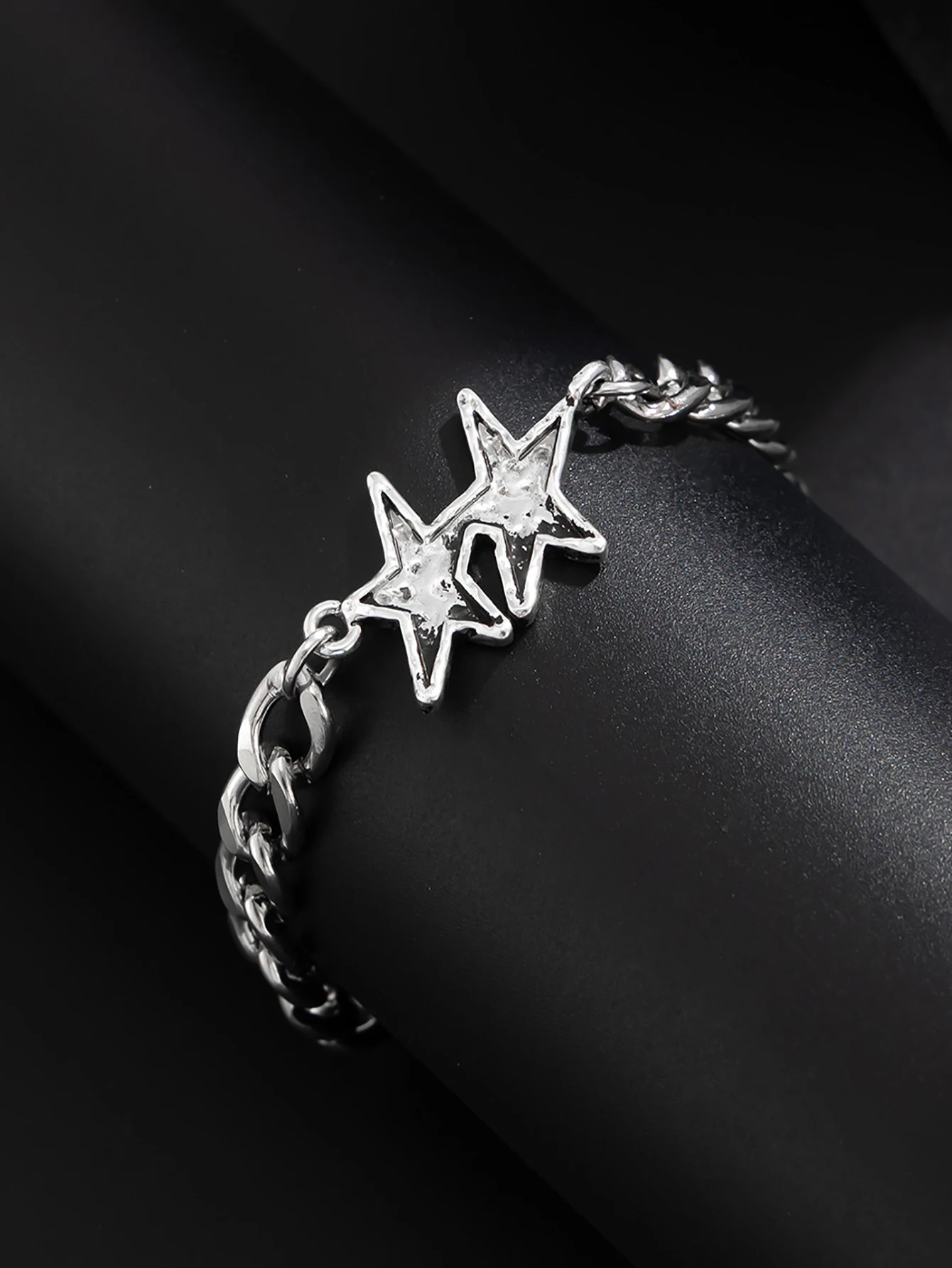 1pc Retro Double Stars Bracelet For Men Woman Hip Hop Unisex Punk Jewelry Cool Rock Luxury Accessories