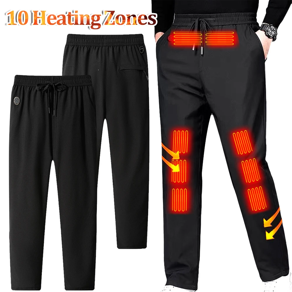 Unisex Heated Pants 10 Heating Zones Electric Heated Trousers 3 Temperature Modes Waterproof Winter Electric Warmer Clothing