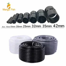 1/3/5/10 Meter 8/12/16/22/28/32/42mm Line Flexible Spiral Cable Organizer Storage Pipe Cord Protector Management Cable PE Tube