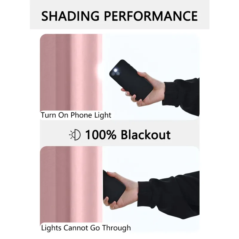 Custom Size 1 pc Pink 99.9% Blackout Curtain for Living Room Bedroom Bathroom Waterproof Fashion Solid Color Window Decor Modern
