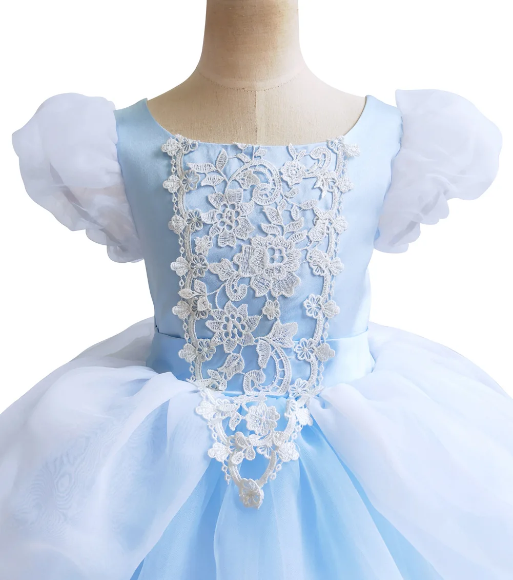 Kid Deluxe abito da ballo azzurro Grace Evening Party Frock Girls cenerentola Costume Cosplay Toddler 2024 Christmas Puffy Vestidos