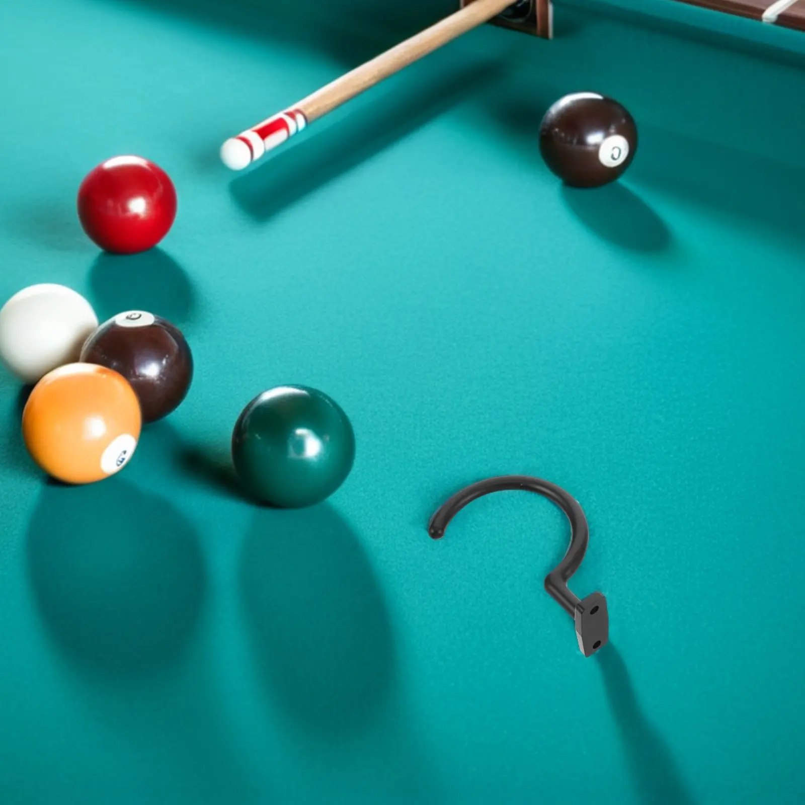 

4Pcs Billiard Table Hooks Black Metal Wear-Resistant Snooker Cue Rack Holder Pool Cue Organizer Under Table Storage Rack