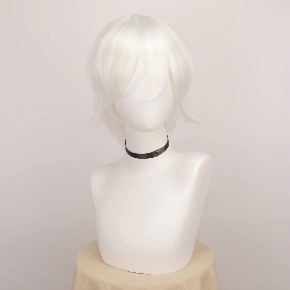 QQXCAIW Short White Fluffy Wigs Anime Kaneki Ken Cosplay Wigs Heat Resistant Synthetic Hair Party Role Play Halloween