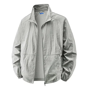 Men's UPF 50+ Sun Protection Jacket - Lightweight Windbreaker with Stand Collar Breathable & Packable for Hiking Running Travel 6 Men's UPF 50+ Sun Protection Jacket - Lightweight Windbreaker with Stand Collar Breathable & Packable for Hiking Running Travel 6