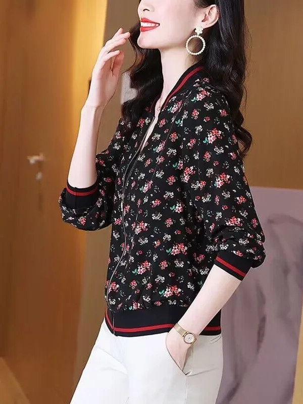 

Женская легкая куртка из смесового шелка на молнии, весенняя, модная, для повседневной носки, свободного кроя, стандартной длины, полиэстер, Domi...