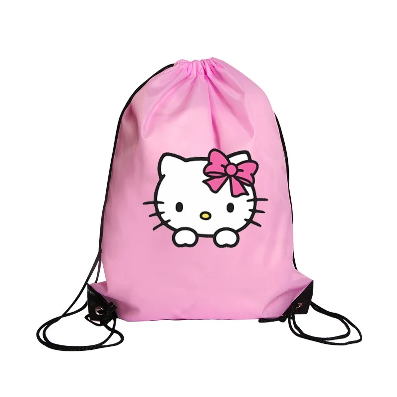 Hello Kitty torba ze sznurkiem sportowy wodoodporny plecak pakiet kieszonkowy Cartoon Anime Sanrio Terylene torby do koszykówki prezent urodzinowy