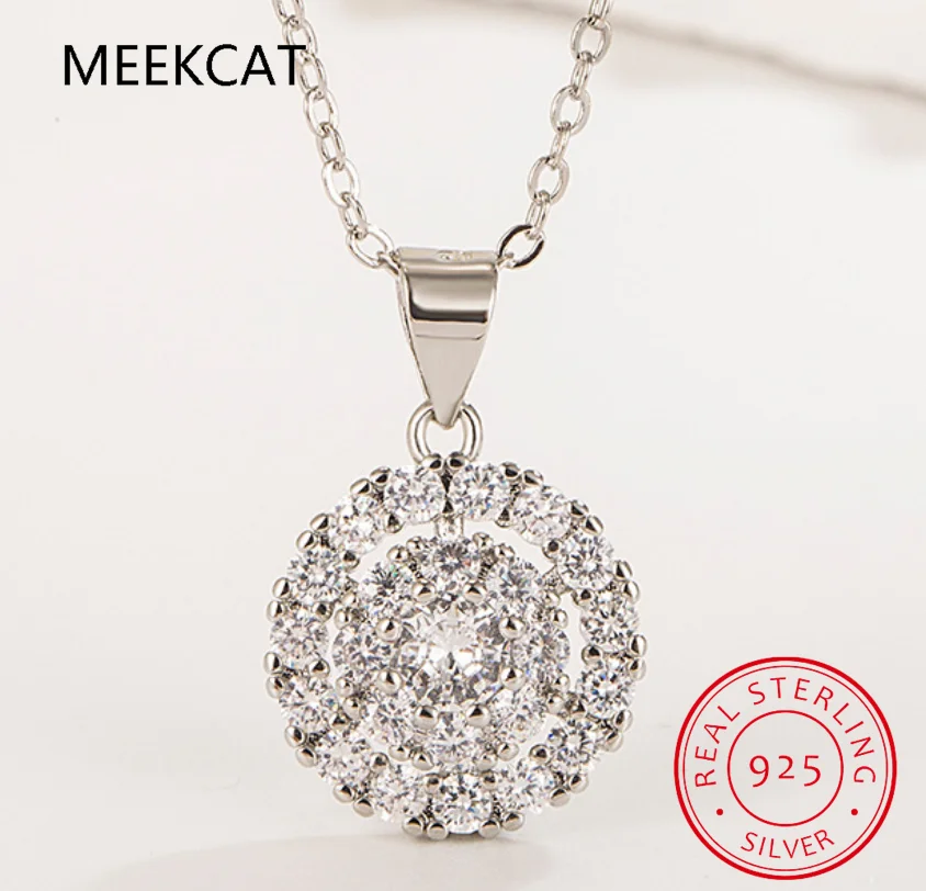 Real 1.4cttw Full D Color Moissanite Pendant Necklace for Women S925 Silver Pass Diamond Test Round Neck Chain Necklaces