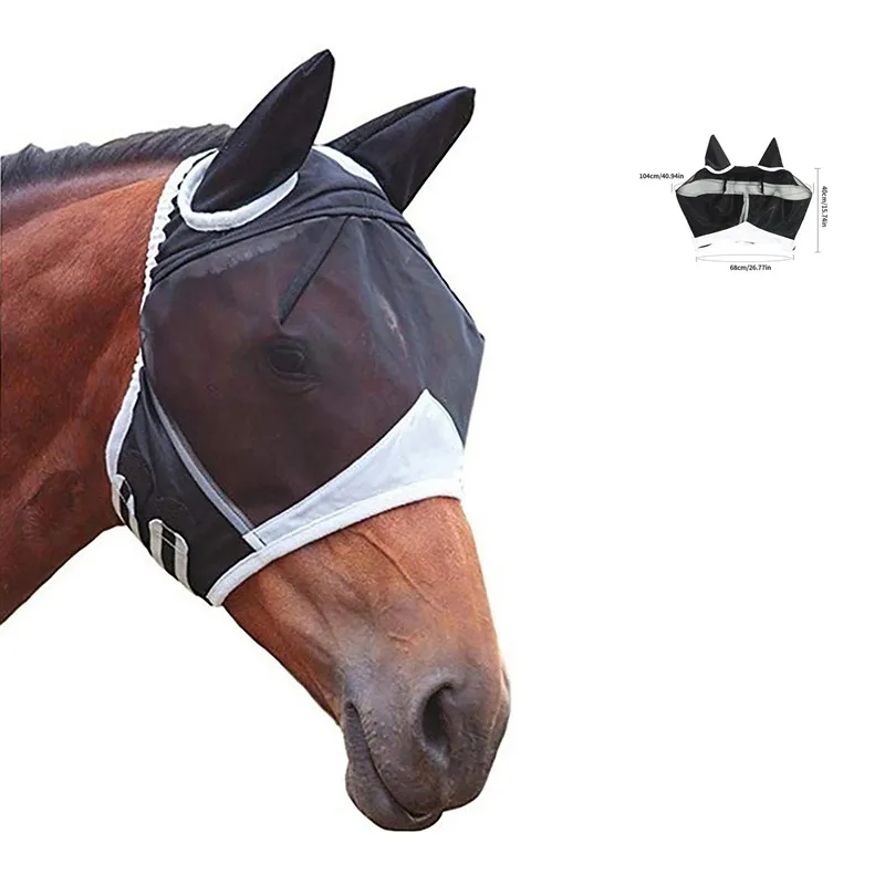 1Pc Adjustable Breathable and Stretchy Nylon Horse Fly Mask Effectively Prevent Mosquitoes And Harassment