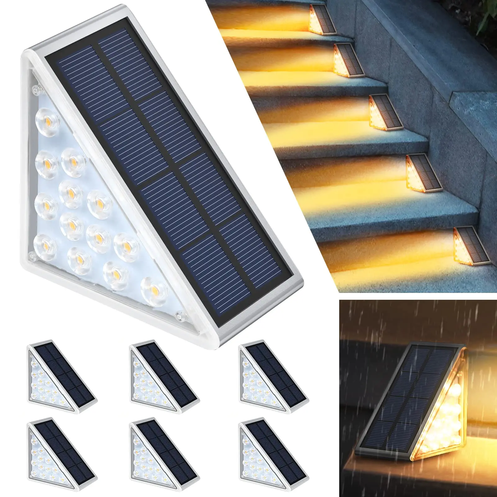 

LED Solar Step Light Waterproof Outdoor Stair Light Warm/RGB Solar Deck Light IP67 Solar Decorative Light for Patio Garden Door