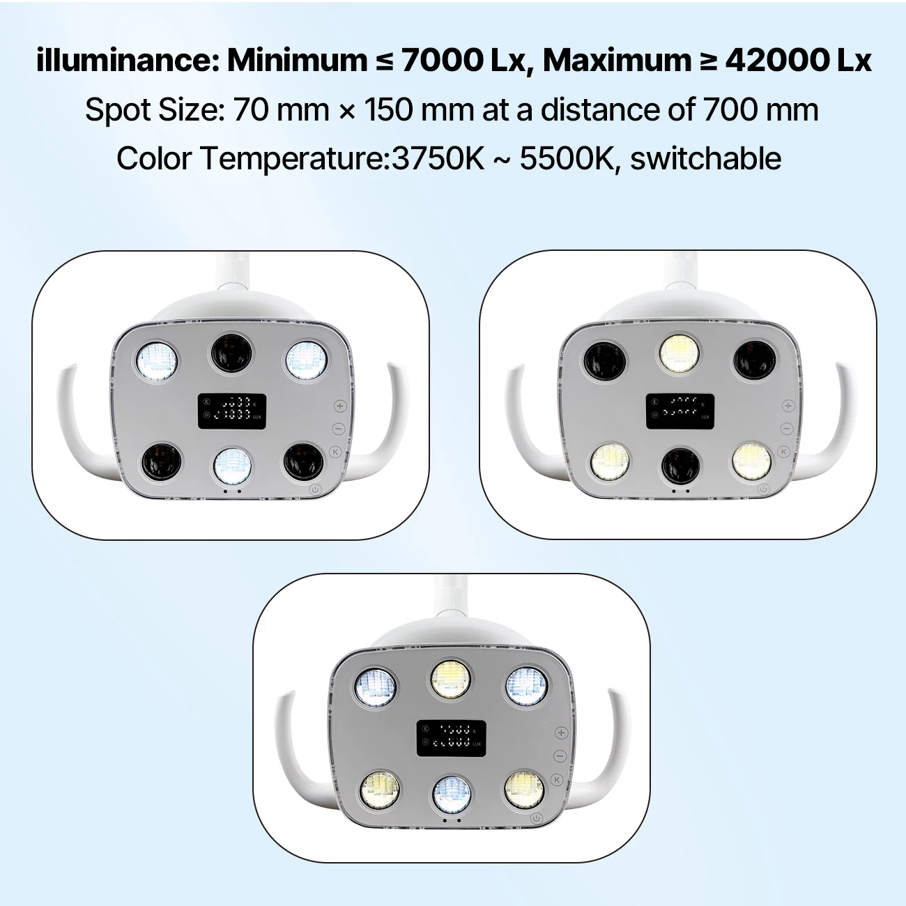 Dental LED Oral Lamp 6 Bulbs Dual‑color Operating Light With 22 to 26mm Adapter Ring For Dental Chair Unit Dentistry Equipment