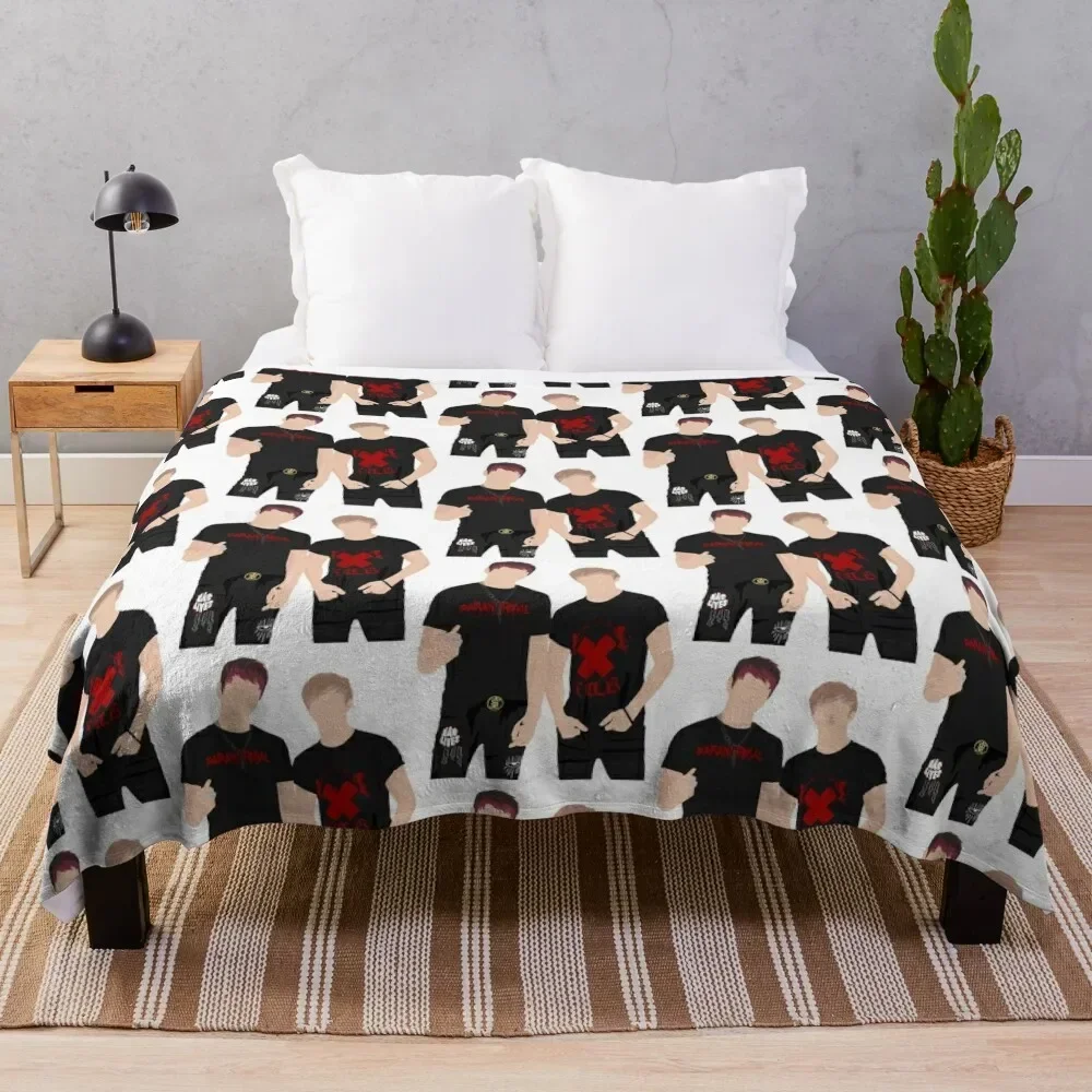 Sam and Colby Throw Blanket Flannel Fabric Cute Plaid Designers Blankets