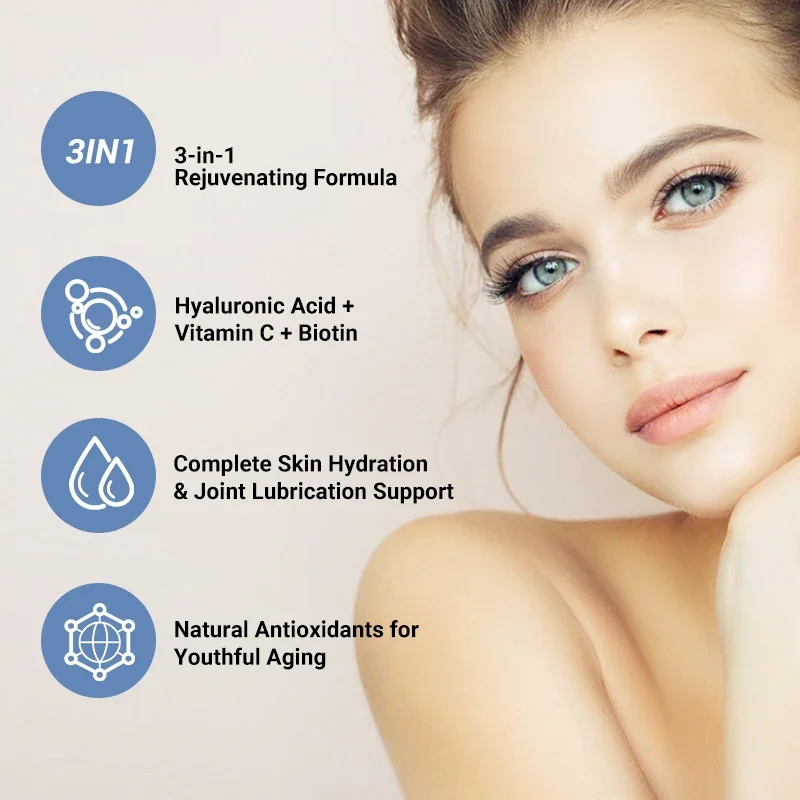 Hyaluronic Acid Capsules with Biotin & Vitamin C Improve Rough Skin Care, Joint Lubrication