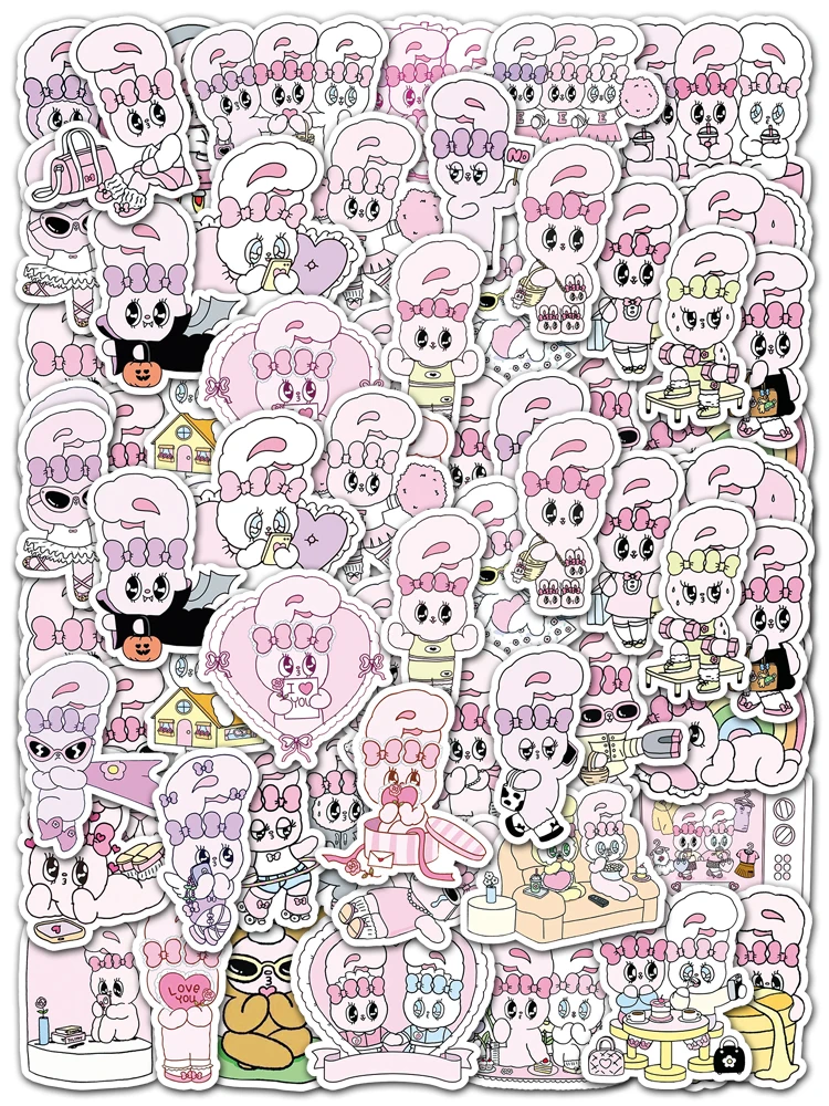 50 قطعة من ملصقات أليس الأرنب اللطيفة الكرتونية اللطيفة المقاومة للماء للتزلج على الجليد ملصق منزلي عتيق #1