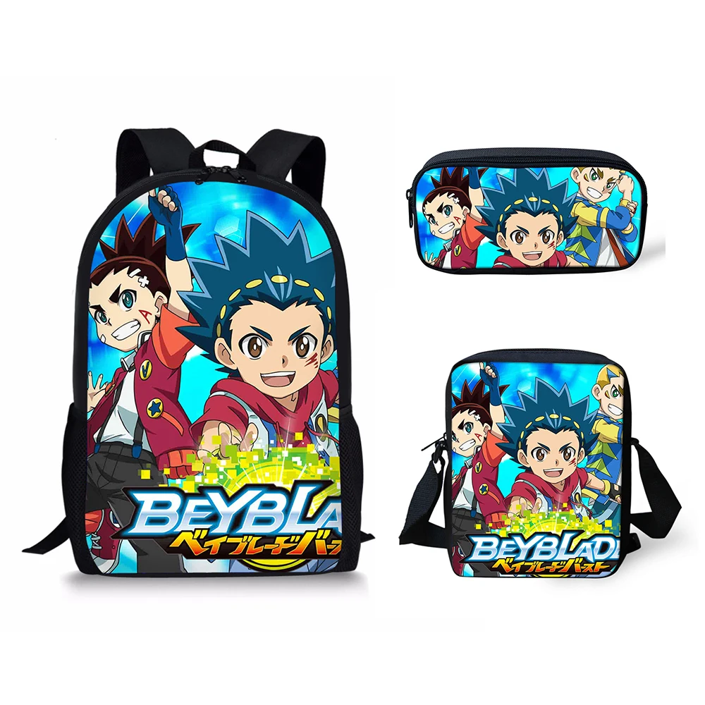 Popular Novelty Beyblade 3D Print 3pcs/Set pupil School Bags Laptop Daypack Backpack Inclined shoulder bag Pencil Case